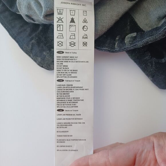 Joseph Ribkoff Jeans 12 Black Floral Velvet Flocked Pull On Stretch Denim Pants - Picture 8 of 10